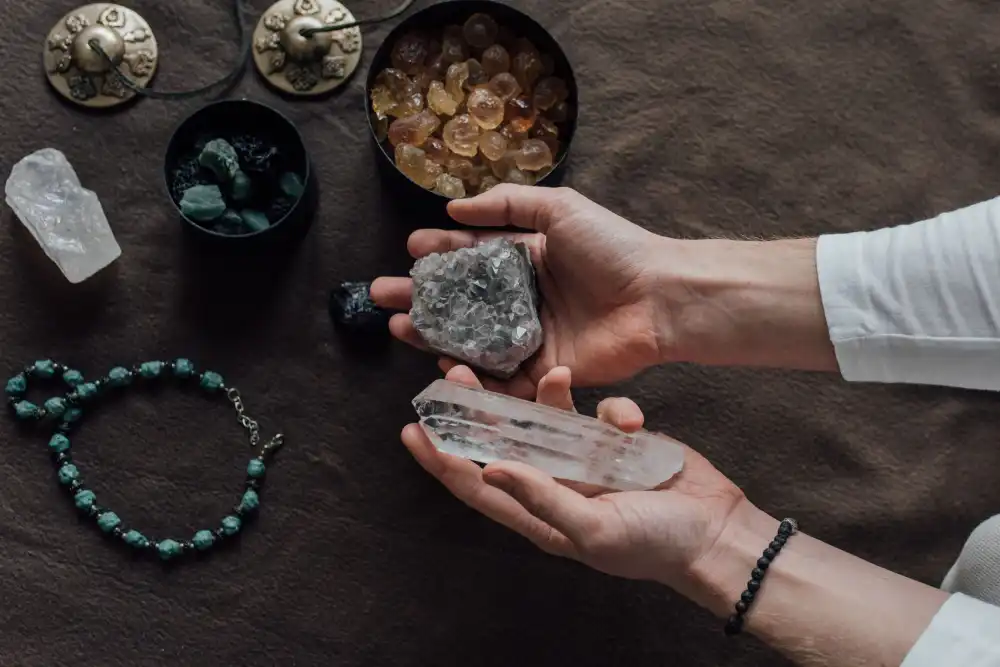 Crystals chosen as a reminder of clarity and focus